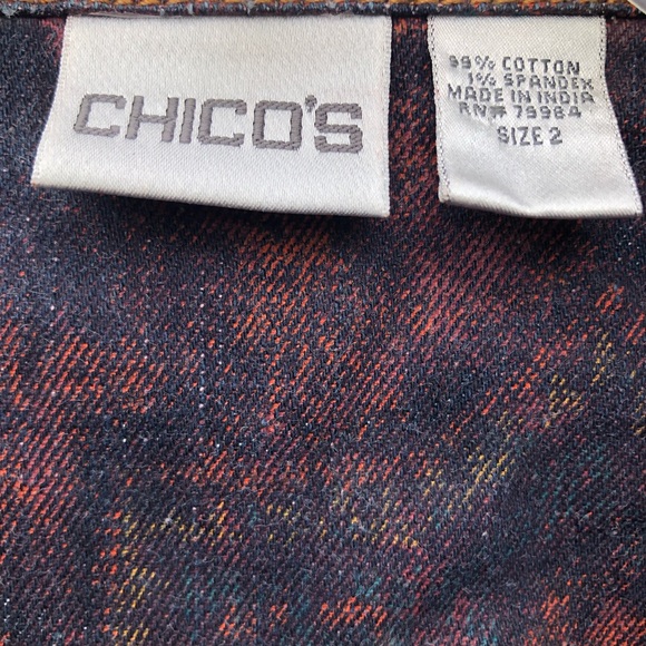 Chico’s Denim Dark Blue & Rust Red Stone Wash Jacket - Size 2 large - Picture 3 of 15